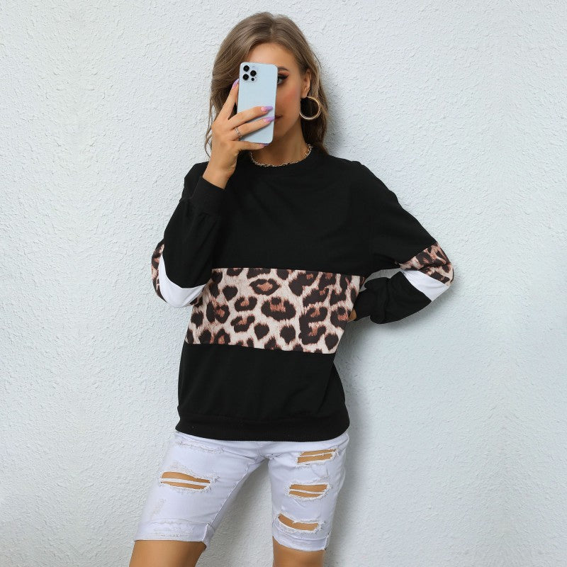 Damen Sweatshirt mit Leo‑Print und Colorblock‑Einsatz Shop Nory