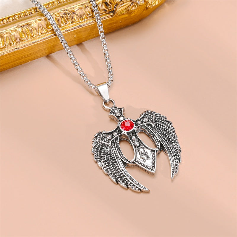 Damen Anhänger mit Drachenmotiv und rotem Kristall Shop Nory