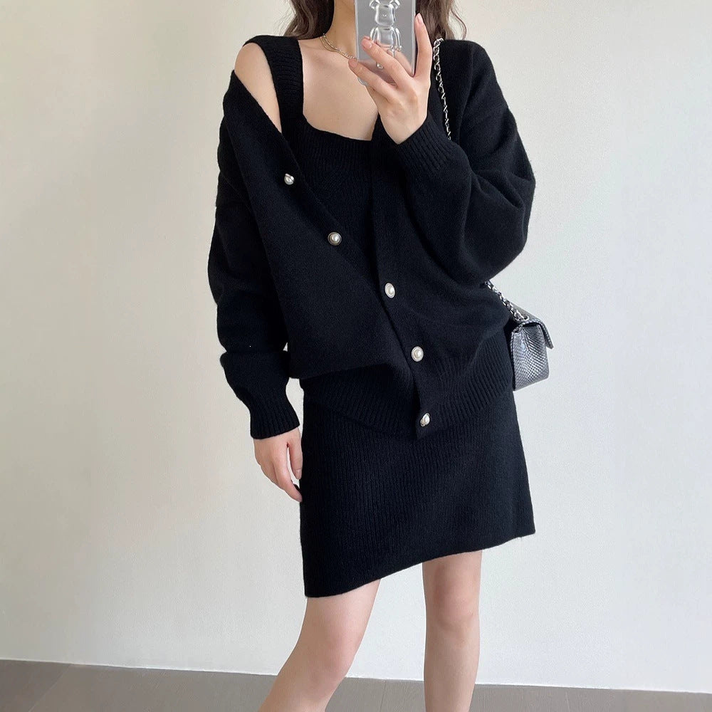 Damen Strickkleid mit offener Strickjacke Shop Nory