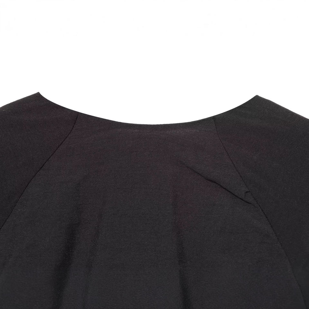 Damen Kurzkleid mit tiefem V‑Ausschnitt, Empire‑Taillenband und weiten Ballonärmeln Shop Nory