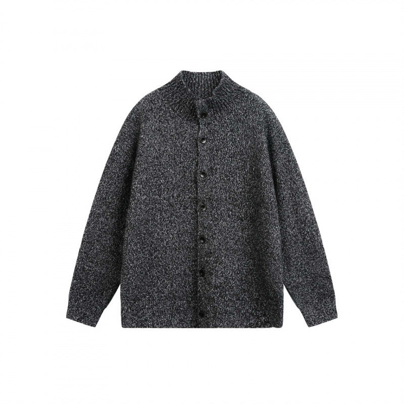 Unisex Grobgestrickte Oversize-Strickjacke mit Stehkragen und durchgehender Knopfleiste Shop Nory