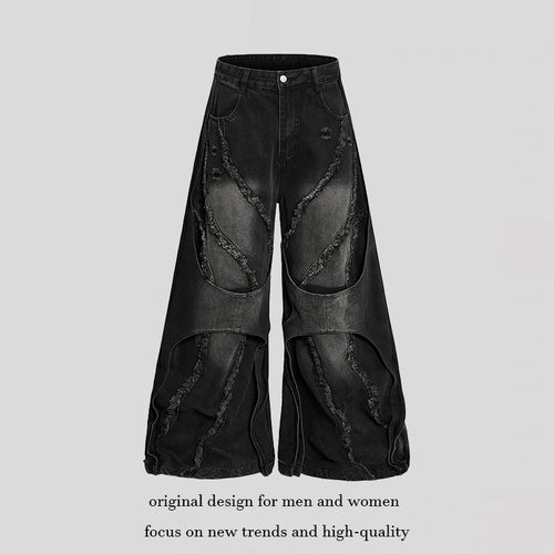 Damen weite Destroyed-Denim Culotte mit Lagenoptik und Fransenapplikation Shop Nory