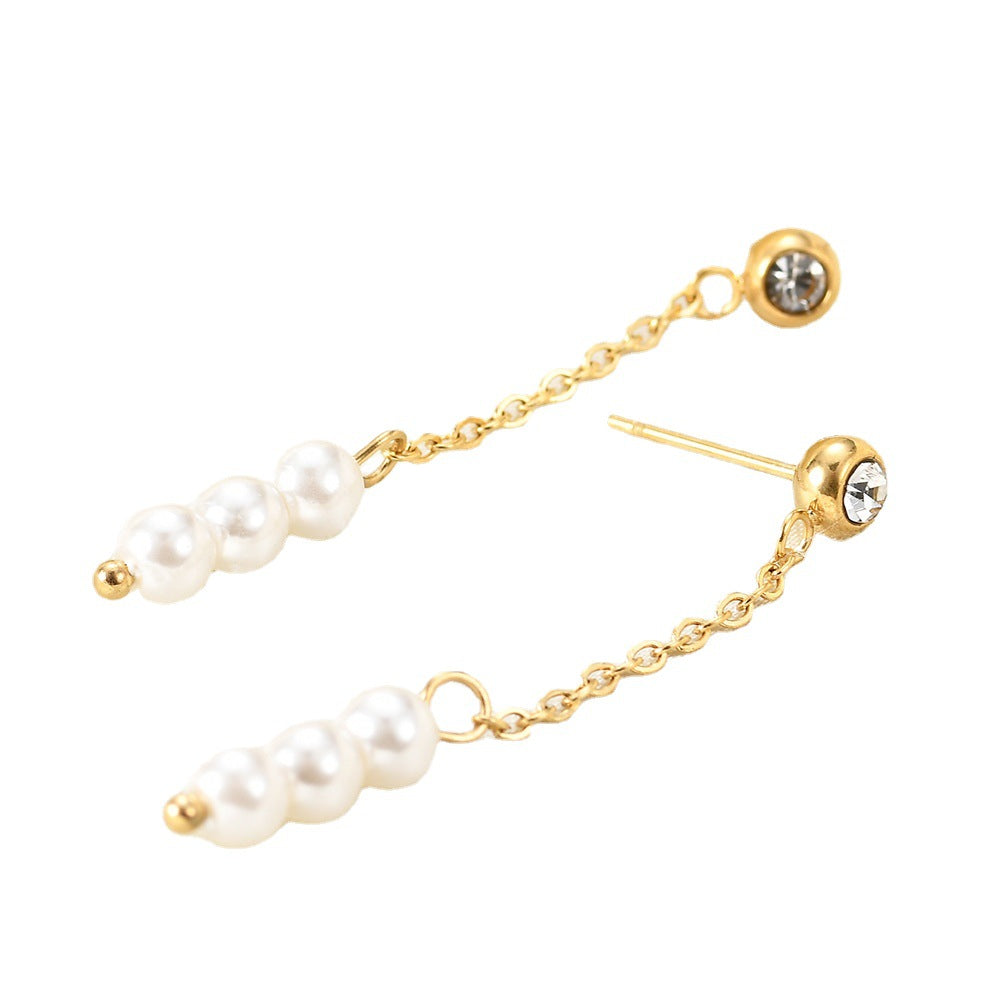 Damen Ohrhänger mit eleganten Perlen-Details und funkelndem Zirkonia Shop Nory