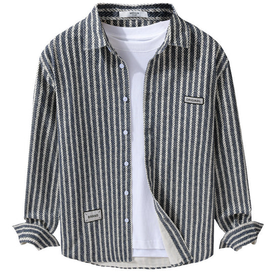 Herren Texturiertes Hemdjacken-Overshirt mit diagonaler Fischgrät-Struktur Shop Nory