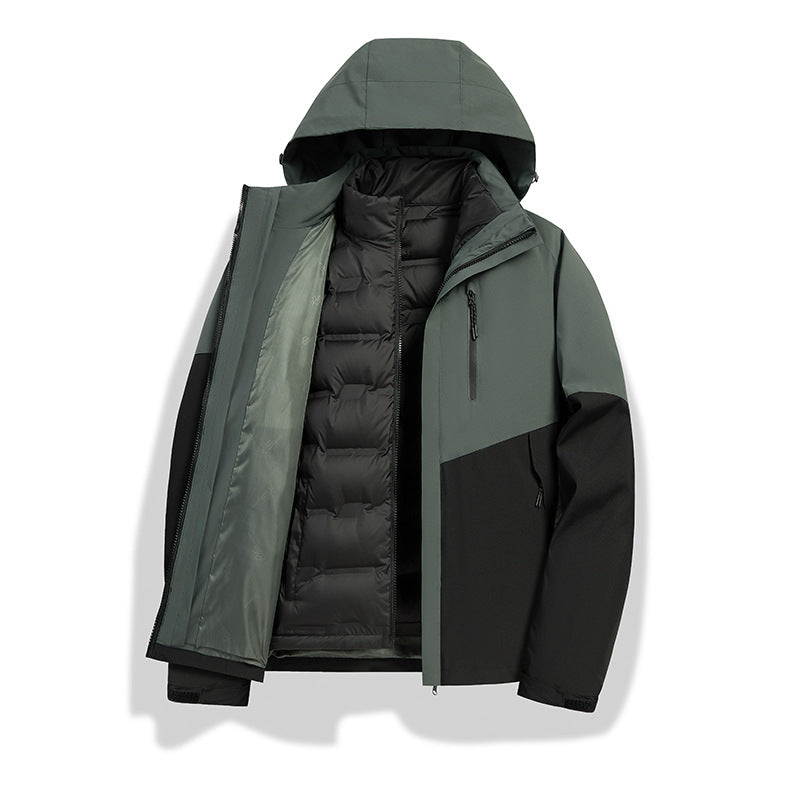 Damen 2-in-1 wasserdichte Winterjacke mit abnehmbarer Daunen-Innenweste Shop Nory