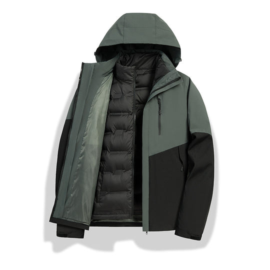 Damen 2-in-1 wasserdichte Winterjacke mit abnehmbarer Daunen-Innenweste Shop Nory