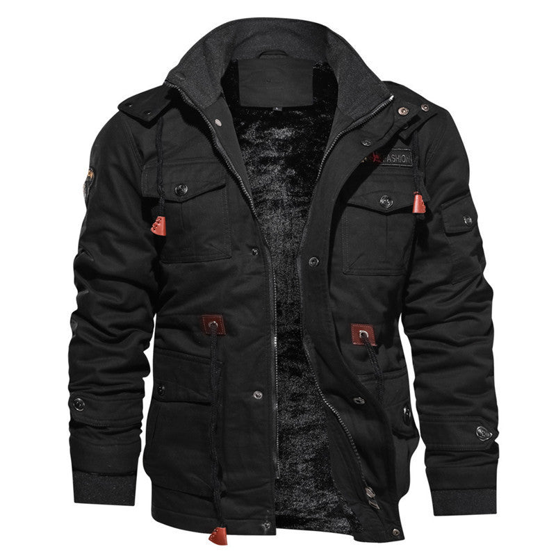 Herren urbaner Canvas-Fieldparka im Utility-Look mit Teddyfleece-Innenfutter und Multifunktions‑Taschen Shop Nory