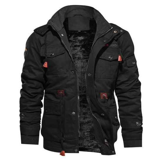 Herren urbaner Canvas-Fieldparka im Utility-Look mit Teddyfleece-Innenfutter und Multifunktions‑Taschen Shop Nory