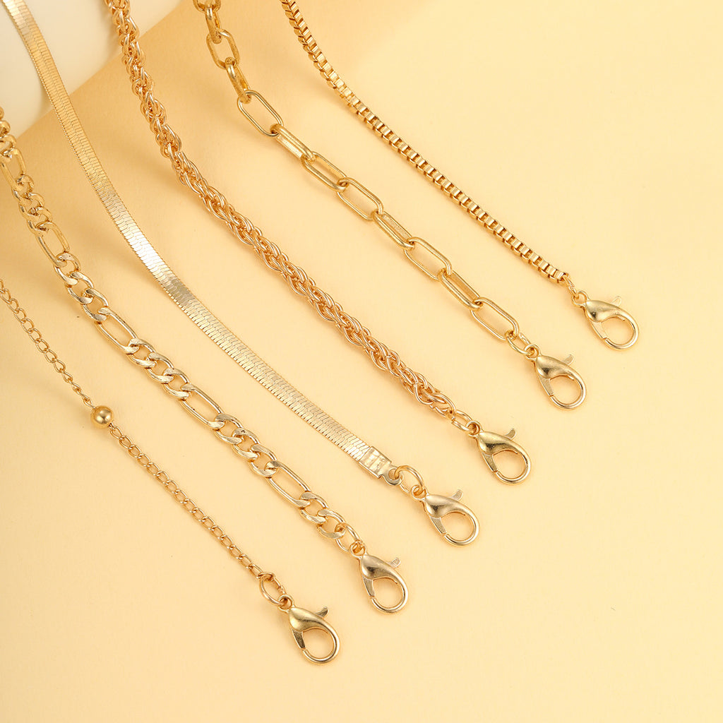 Damen Fußkettchen-Set mit eleganten goldenen Glieder-Designs Shop Nory