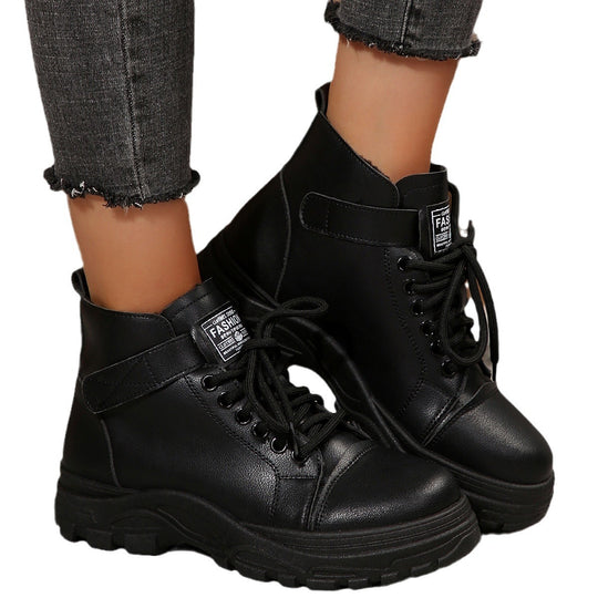 Damen Plateau-Ankleboots mit Klettverschluss, robuster Lug-Sohle und gepolstertem Schaft Shop Nory