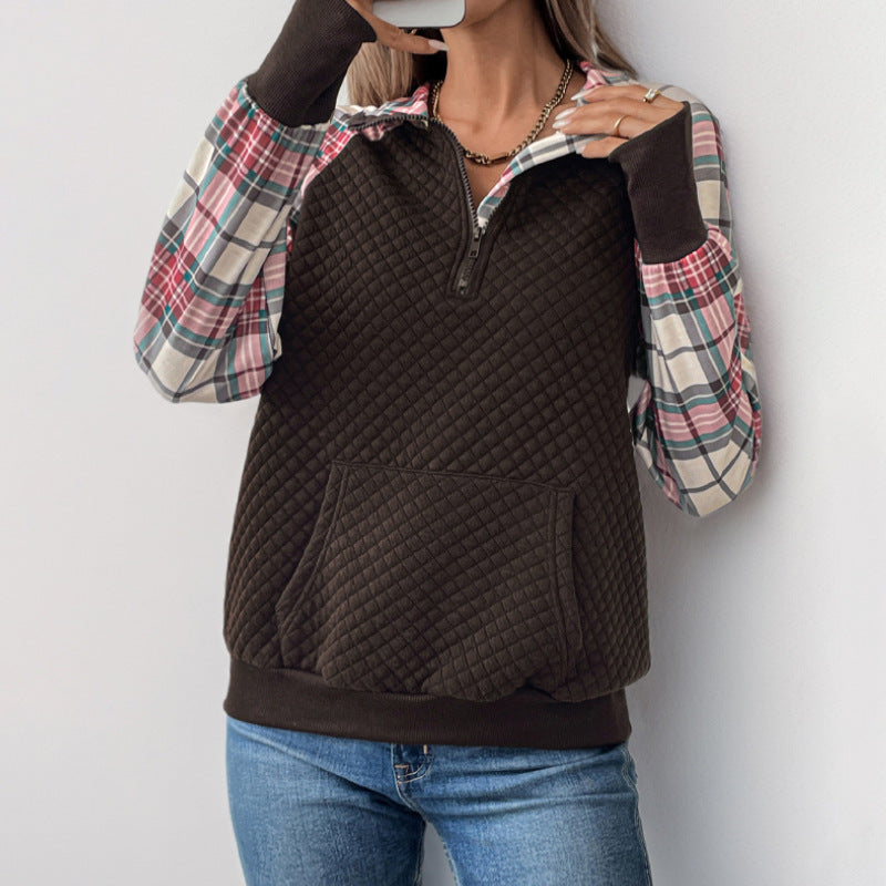 Damen Sportlicher Pullover mit Karomuster Shop Nory