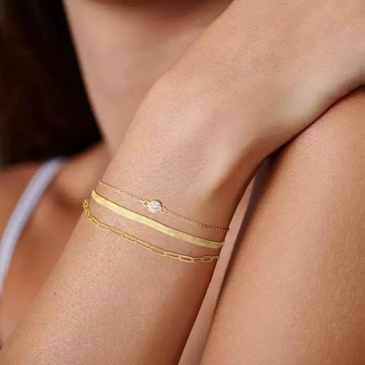 Damen stilvolles Armband-Set mit eleganten Glieder- und Kristallelementen Shop Nory