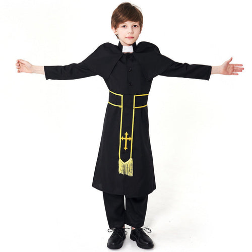 Männer Priester Kostüm mit Umhang und goldenen Accessoires Shop Nory