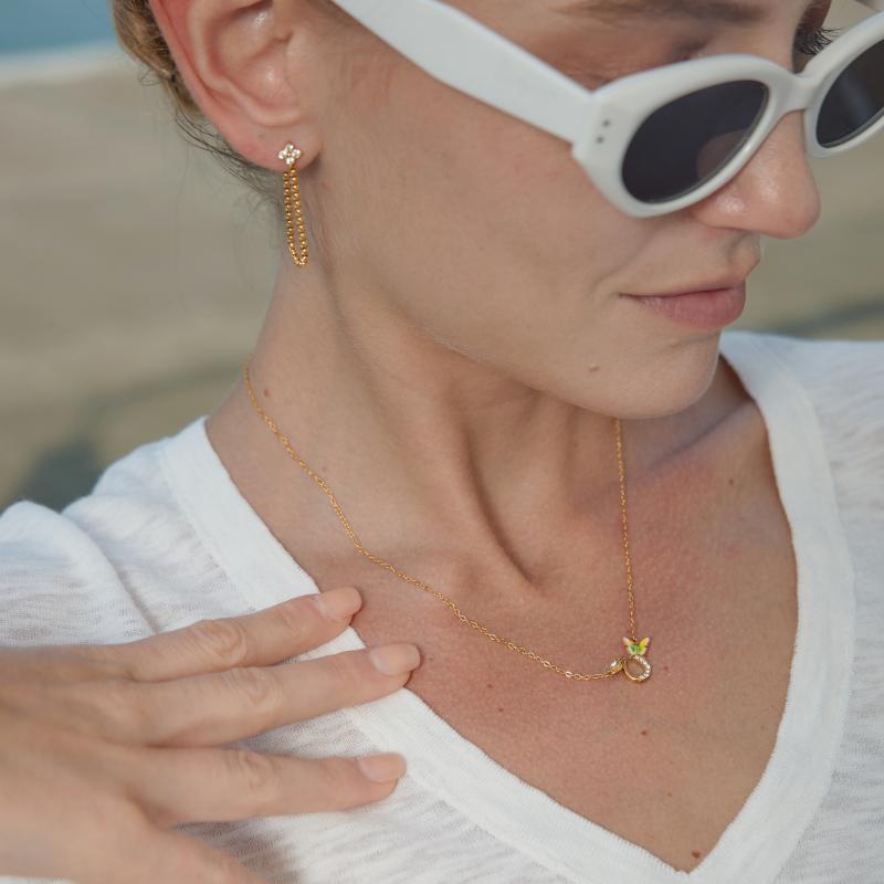 Damen Ohrhänger mit elegantem Kettenmuster und funkelnden Zirkonia Shop Nory