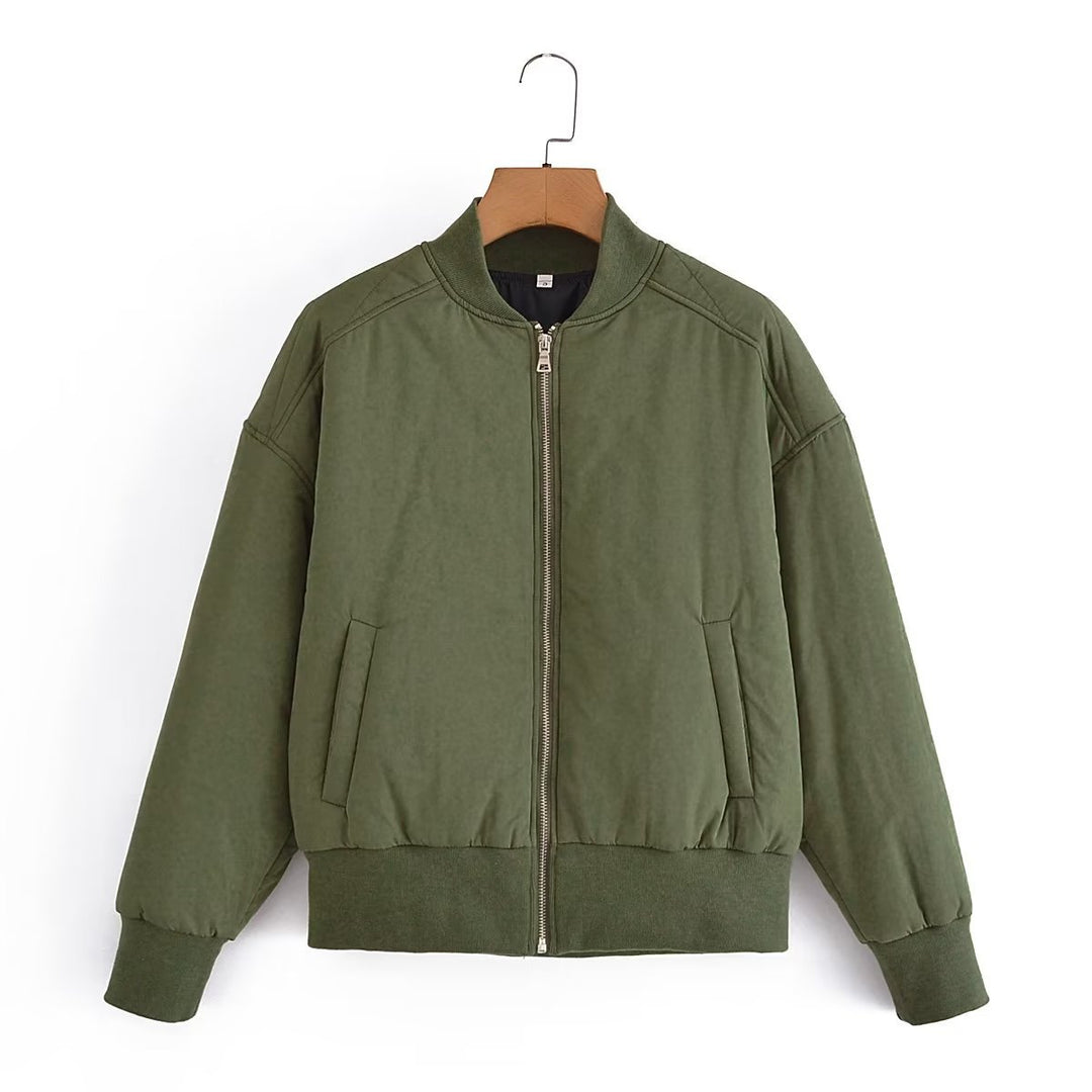 Damen Kurz geschnittene wattierte Blousonjacke mit geripptem Saum Shop Nory