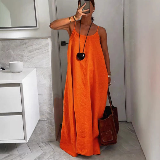 Damen luftiges Leinen-Maxikleid Shopnory