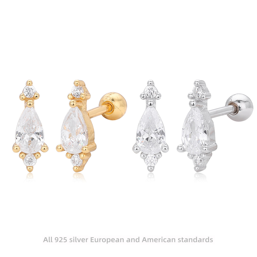 Damen Ohrstecker mit luxuriösem Tropfen-Design aus 925 Sterling Silber und funkelnden Zirkonsteinen Shop Nory