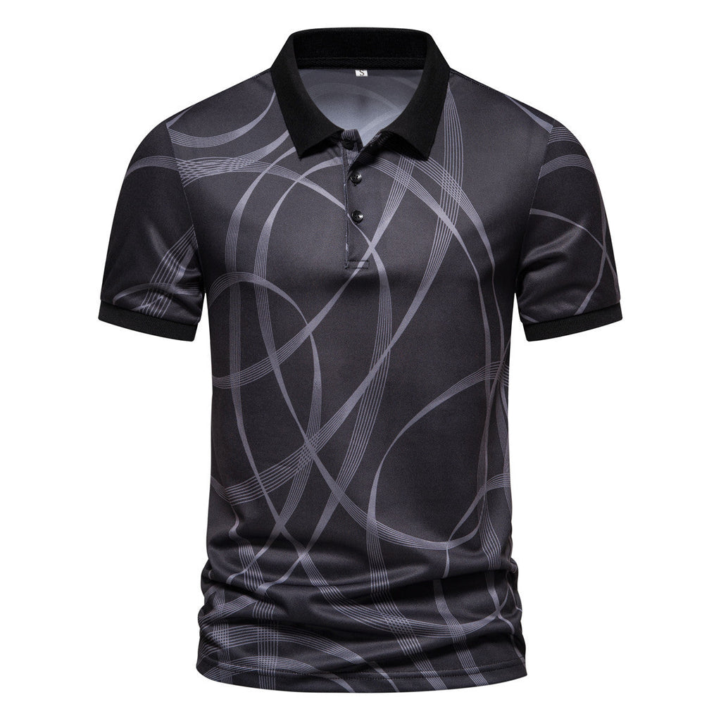 Herren Poloshirt mit modernem grafischen Muster und atmungsaktiver Textiltechnologie Shopnory