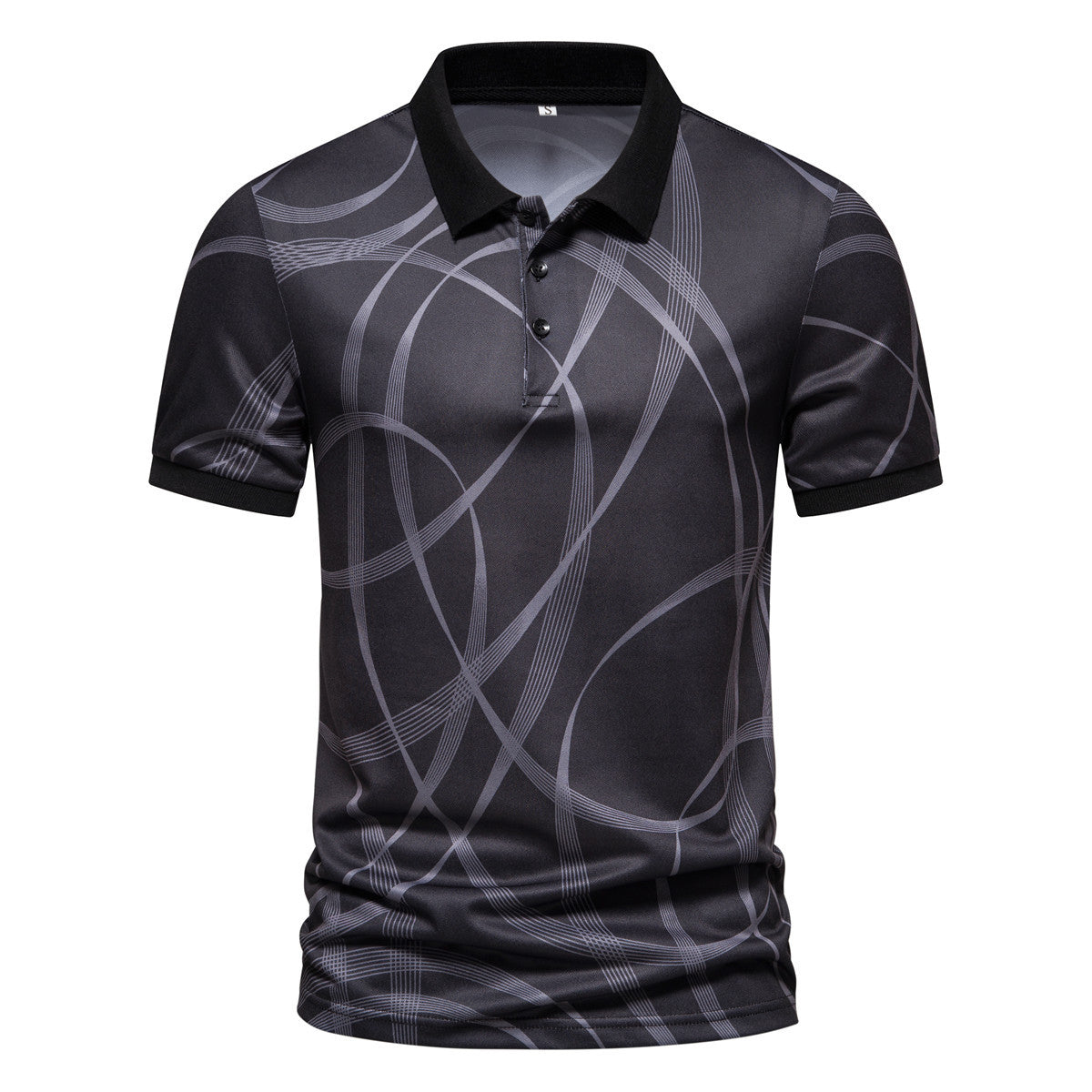 Herren Poloshirt mit modernem grafischen Muster und atmungsaktiver Textiltechnologie Shopnory