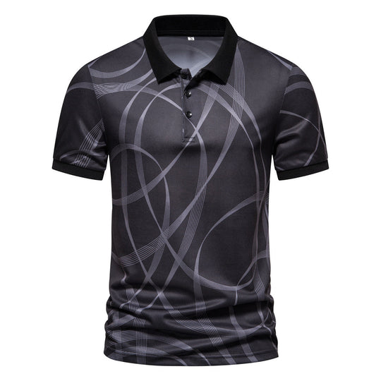 Herren Poloshirt mit modernem grafischen Muster und atmungsaktiver Textiltechnologie Shopnory