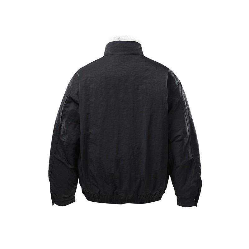 Herren Wattierte Bomberjacke mit hohem Teddykragen, verdecktem Reißverschluss und elastischem Saum Shop Nory