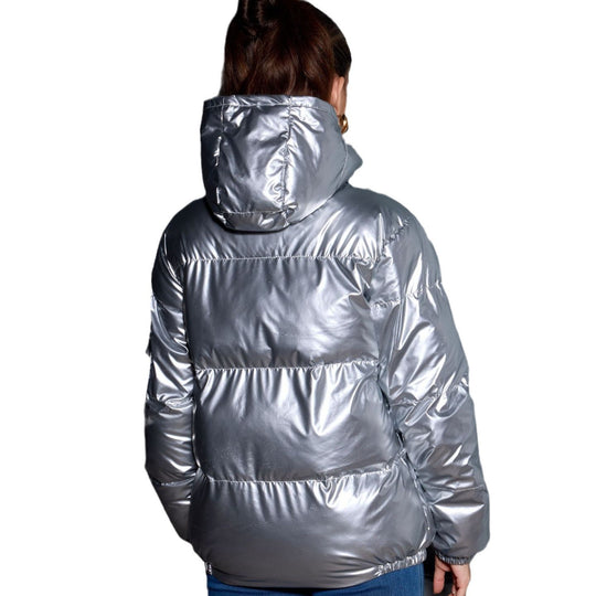 Damen Glänzende Oversize-Steppjacke mit Kapuze & elastischen Bündchen Shop Nory