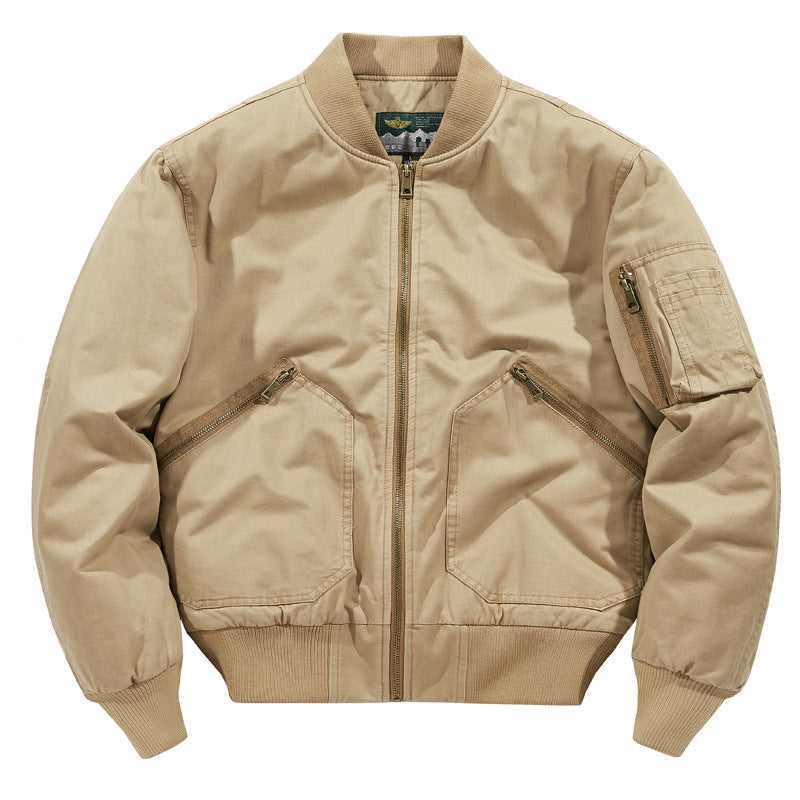 Herren Kurz geschnittene Utility-Bomberjacke aus robustem Canvas mit Ärmeltasche Shop Nory