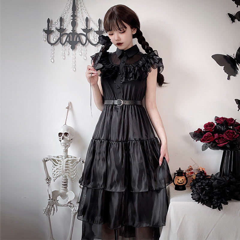 Damen Elegantes Maxi-Kleid mit voluminösen Rüschen und Taillengürtel Shop Nory