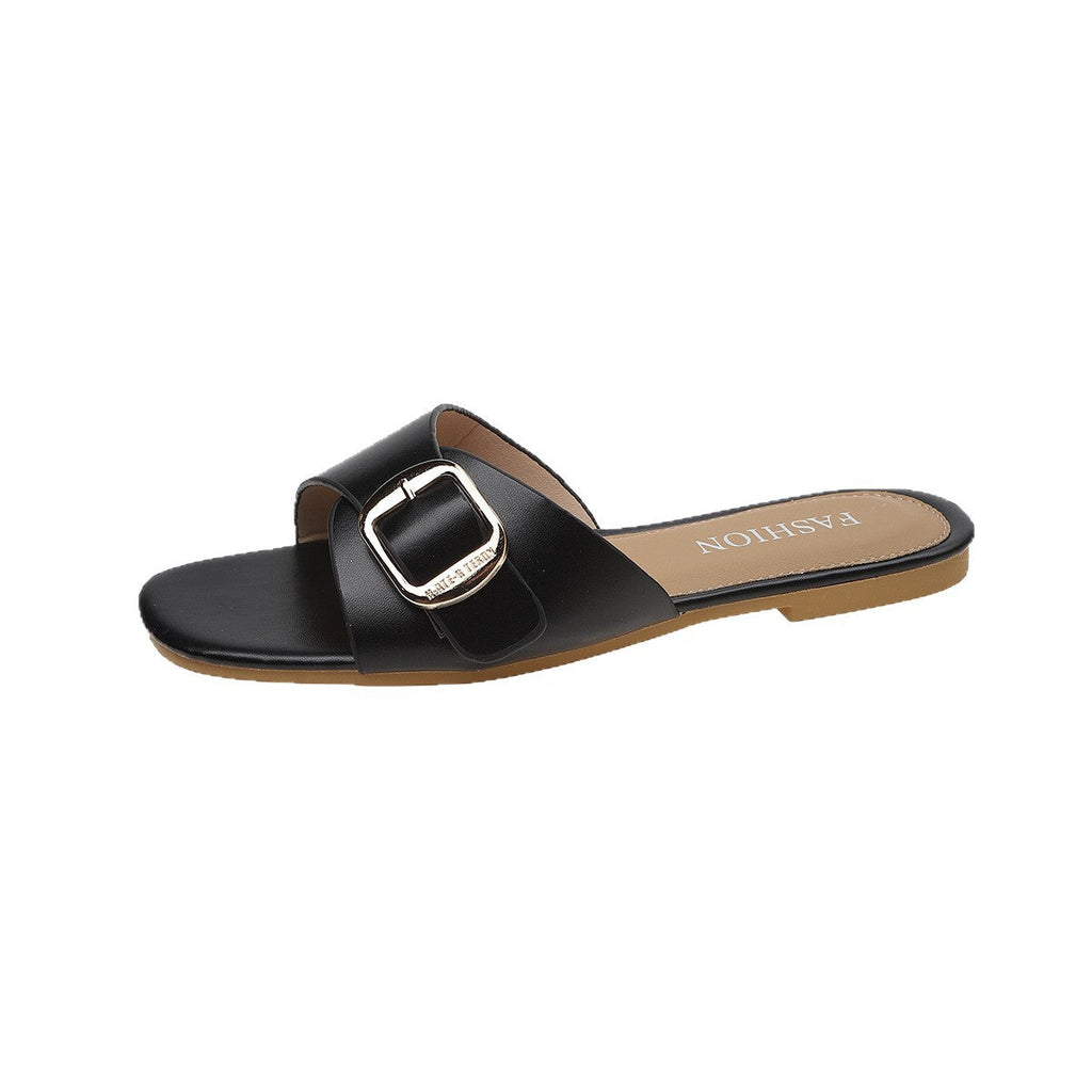Damen elegante Schlappen mit dekorativer Schnalle