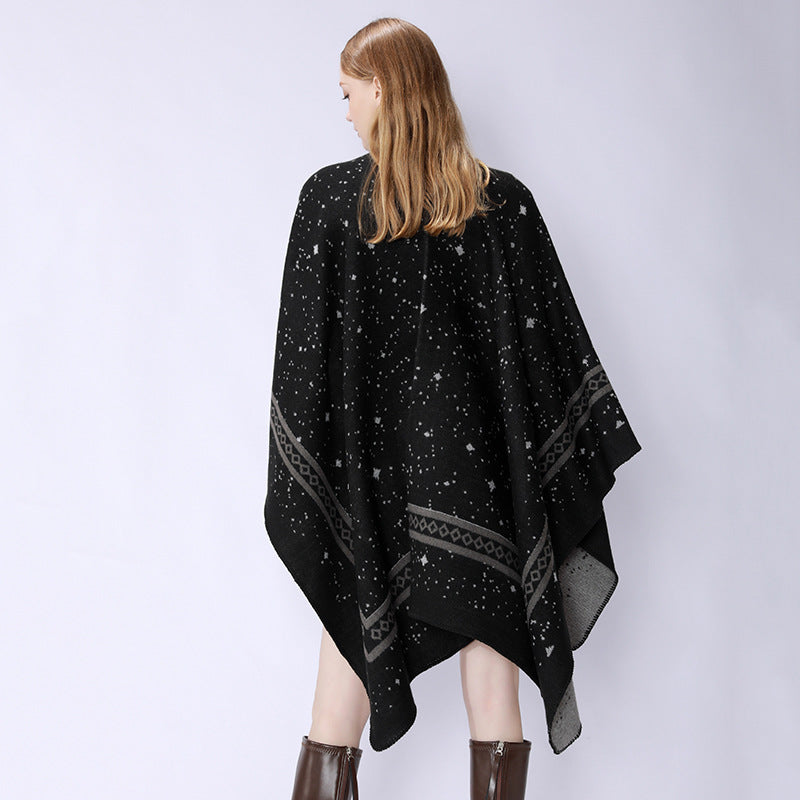 Damen Oversize-Umhangcape aus Wollmix mit zweifarbiger Wendestruktur Shop Nory
