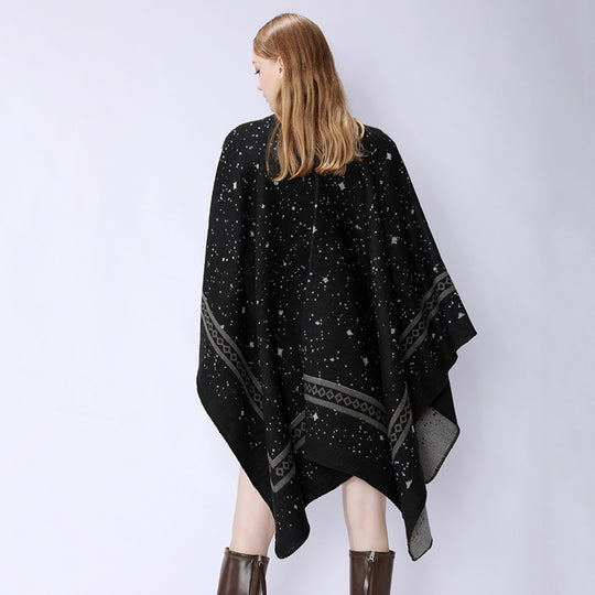 Damen Oversize-Umhangcape aus Wollmix mit zweifarbiger Wendestruktur Shop Nory