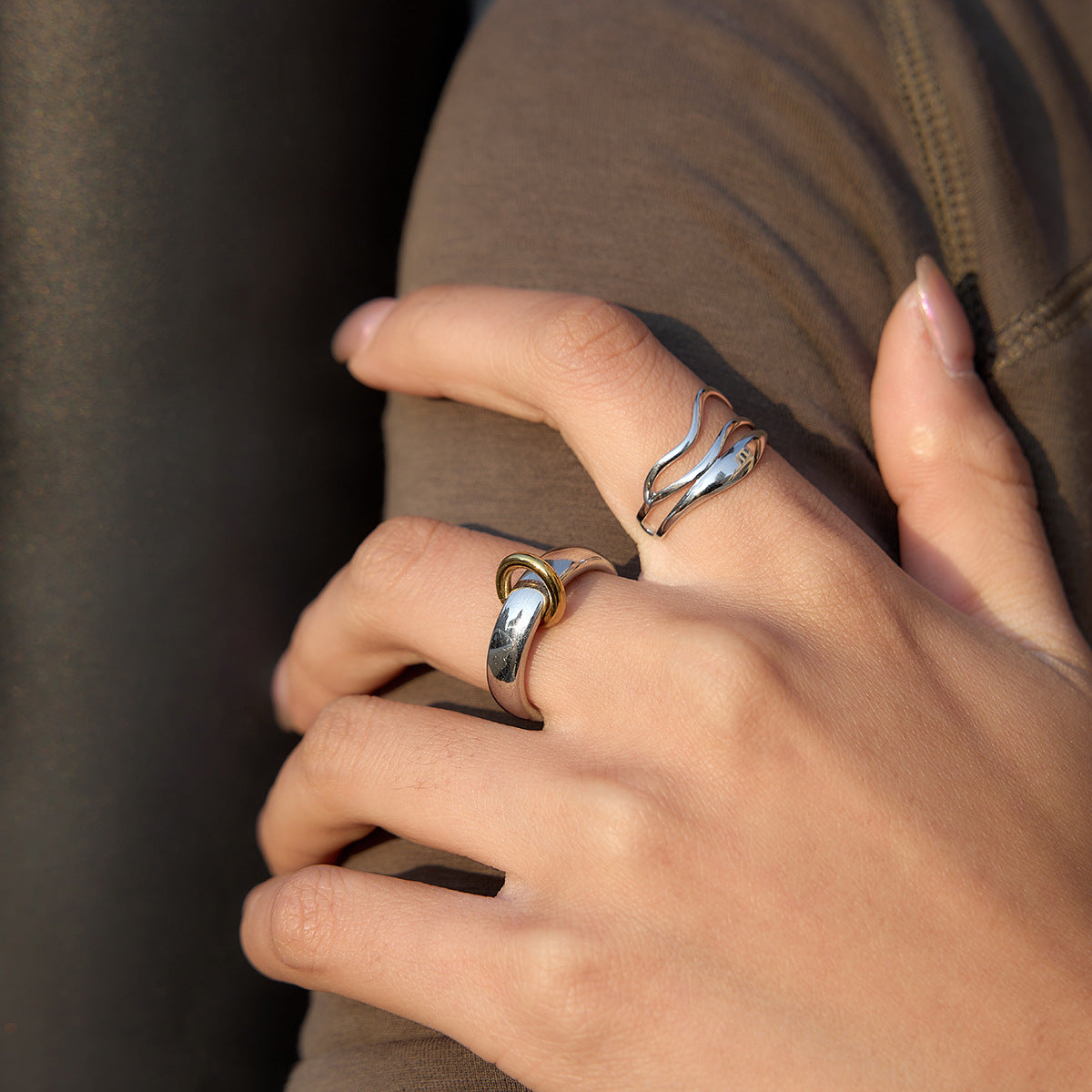 Damen Offenes Design-Ring aus hypoallergenem Edelstahl Shop Nory