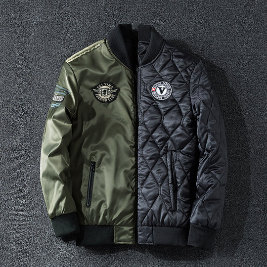 Herren Pilotenbomberjacke im Aviator-Look mit Badge-Applikationen, Ärmeltasche und gerippten Bündchen Shop Nory