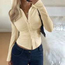 Damen Figurnahes Hemdshirt mit Raffung und taillierter Silhouette Shop Nory
