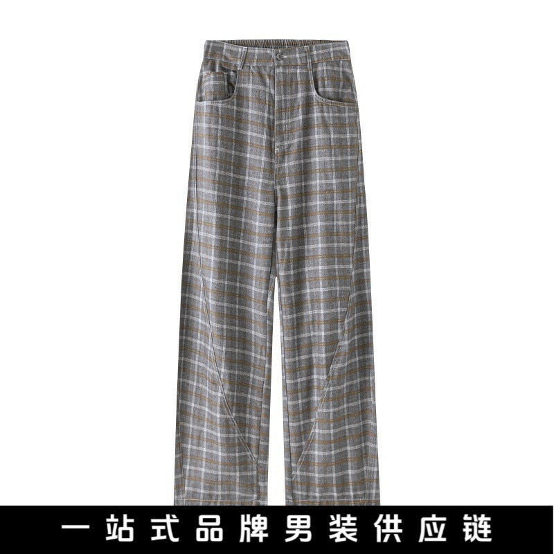Damen Hochtaillierte weite karierte Culotte‑Hose mit Bügelfalte Shop Nory