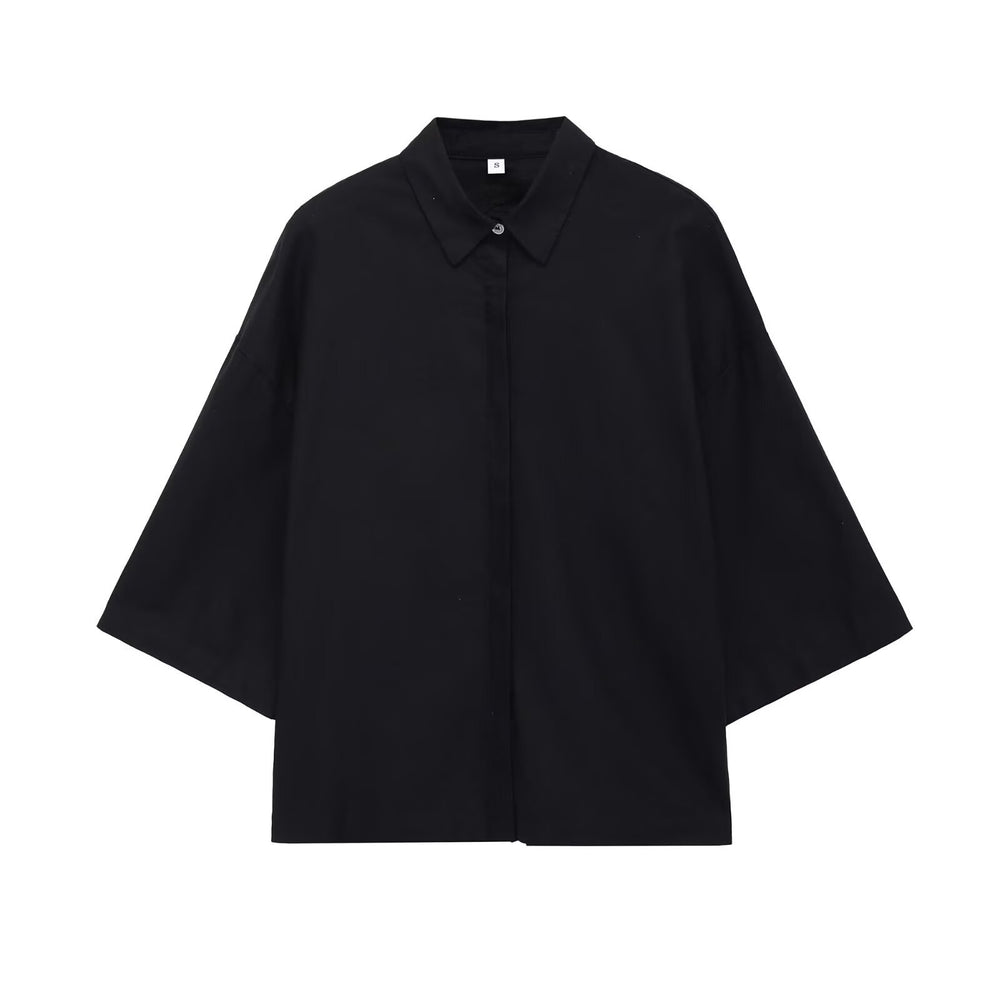 Damen Oversized-Hemdbluse mit kastiger Silhouette und Fledermausärmeln Shop Nory
