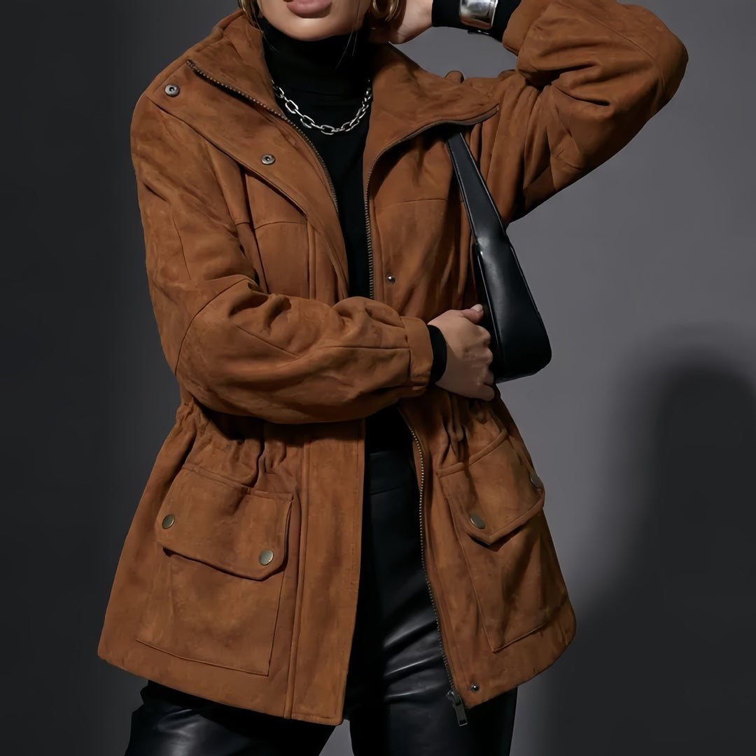 Damen Modische Oversize-Winterjacke mit Kordelzug