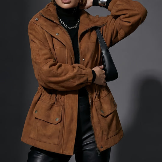 Damen Modische Oversize-Winterjacke mit Kordelzug