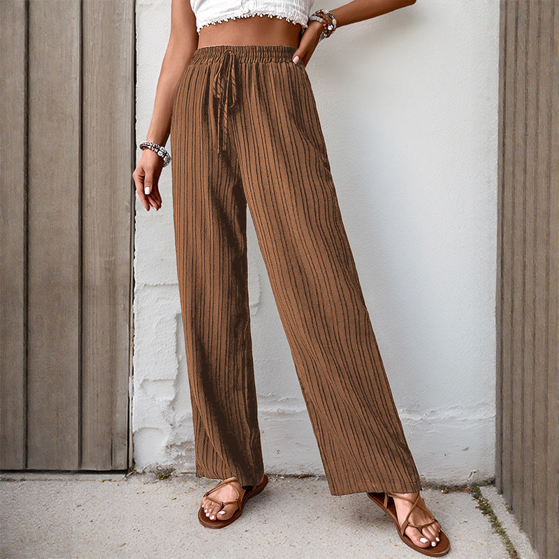 Damen Plissierte Leichte Weite-Hose mit Gummibund und Seitentaschen Shop Nory