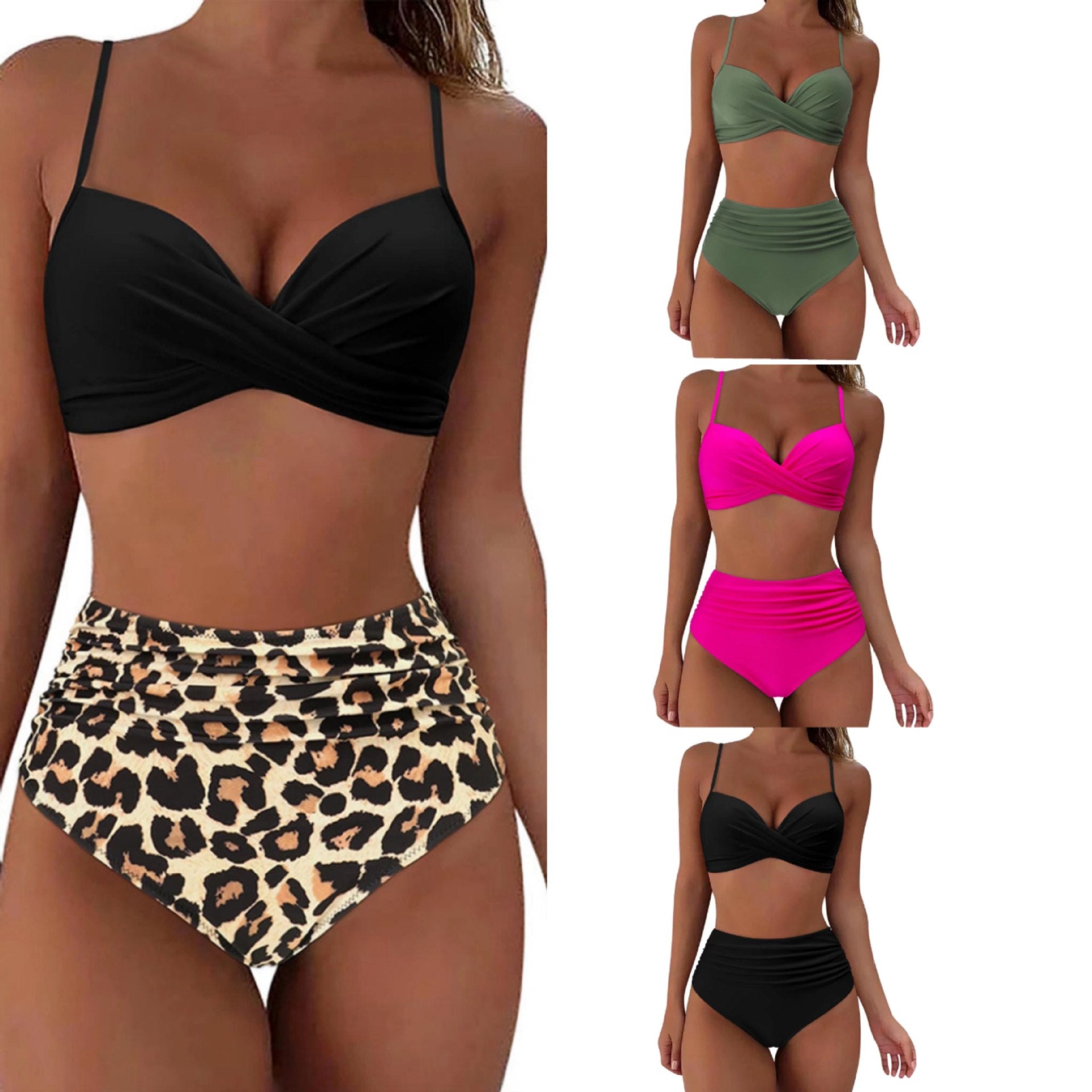Damen High-Waist Tierdruck-Bikini-Set