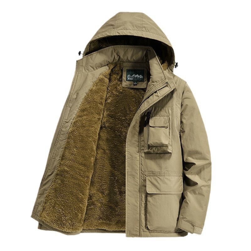 Herren Wärmender Multifunktions-Parka mit Teddyfleece-Innenfutter, Kapuze und Utility-Taschen Shop Nory