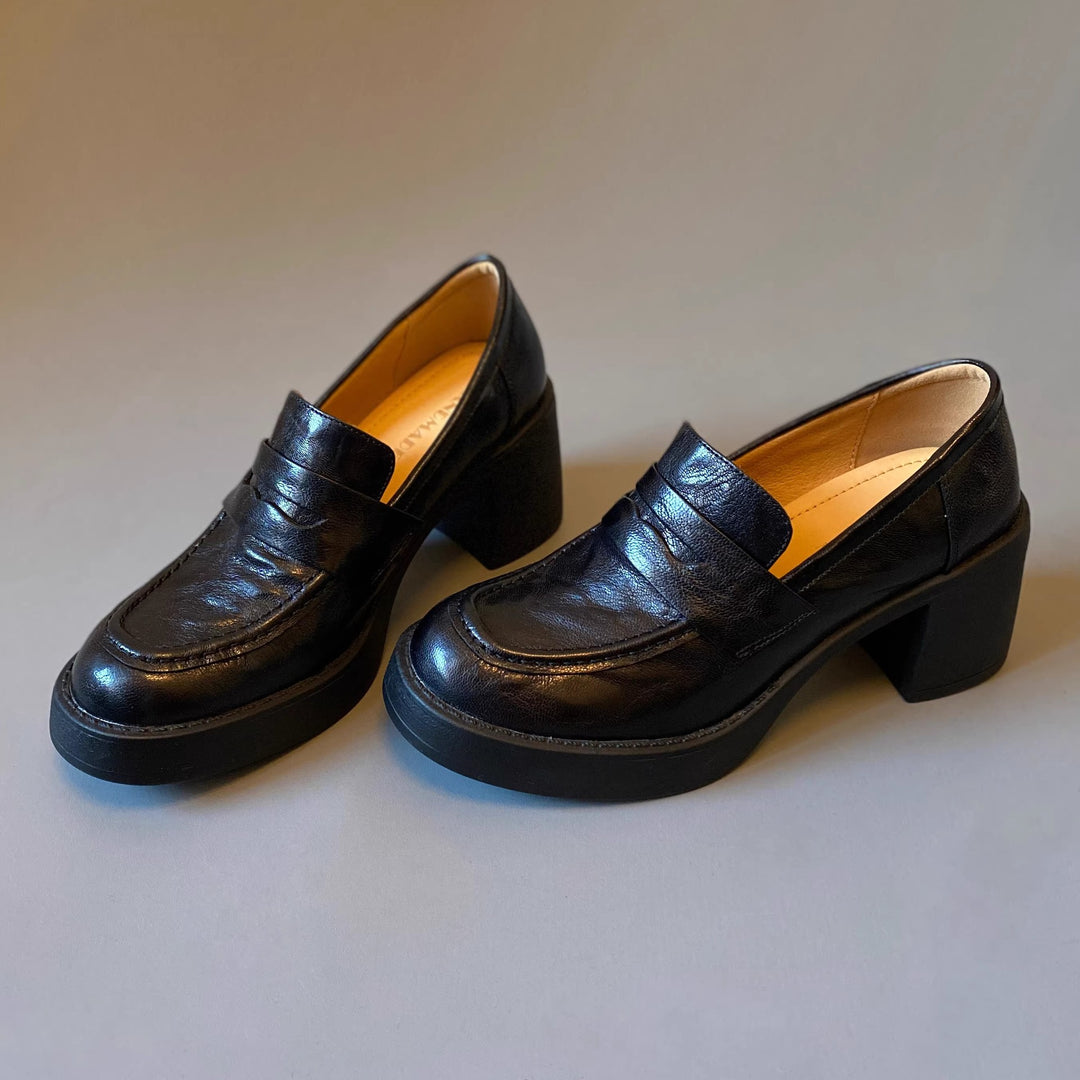 Damen Hochabsatz-Pennyloafer mit massivem Blockabsatz und profilierter Sohle Shop Nory
