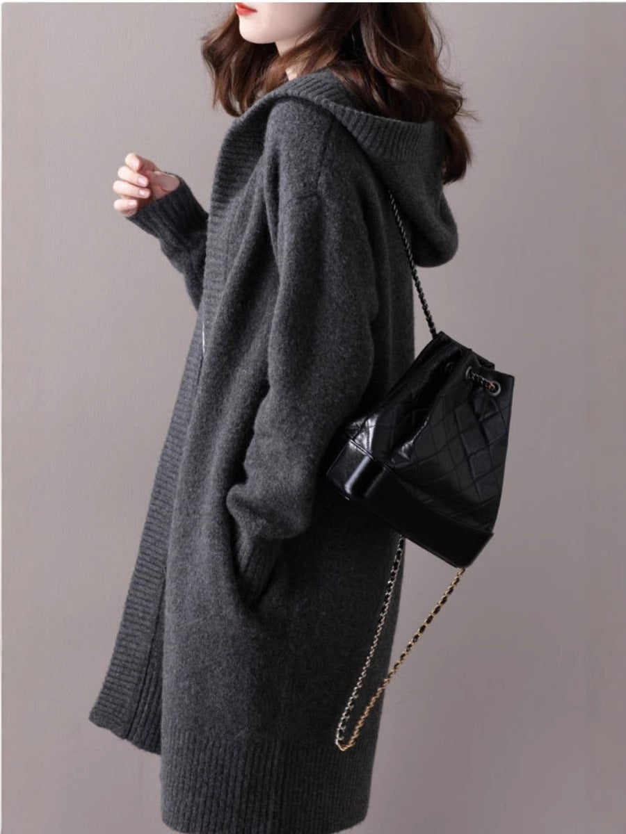 Damen Oversize Kapuzencardigan im Kaschmir‑Look mit offenem Fall und breiter Rippe Shop Nory
