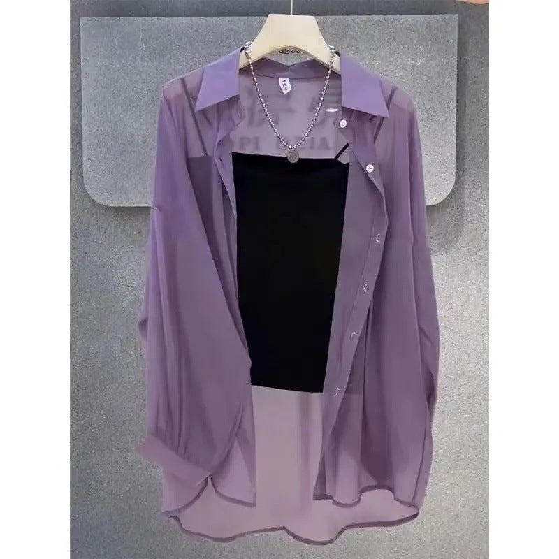 Femme Transparente Knopf-down Geschichtete Tunika