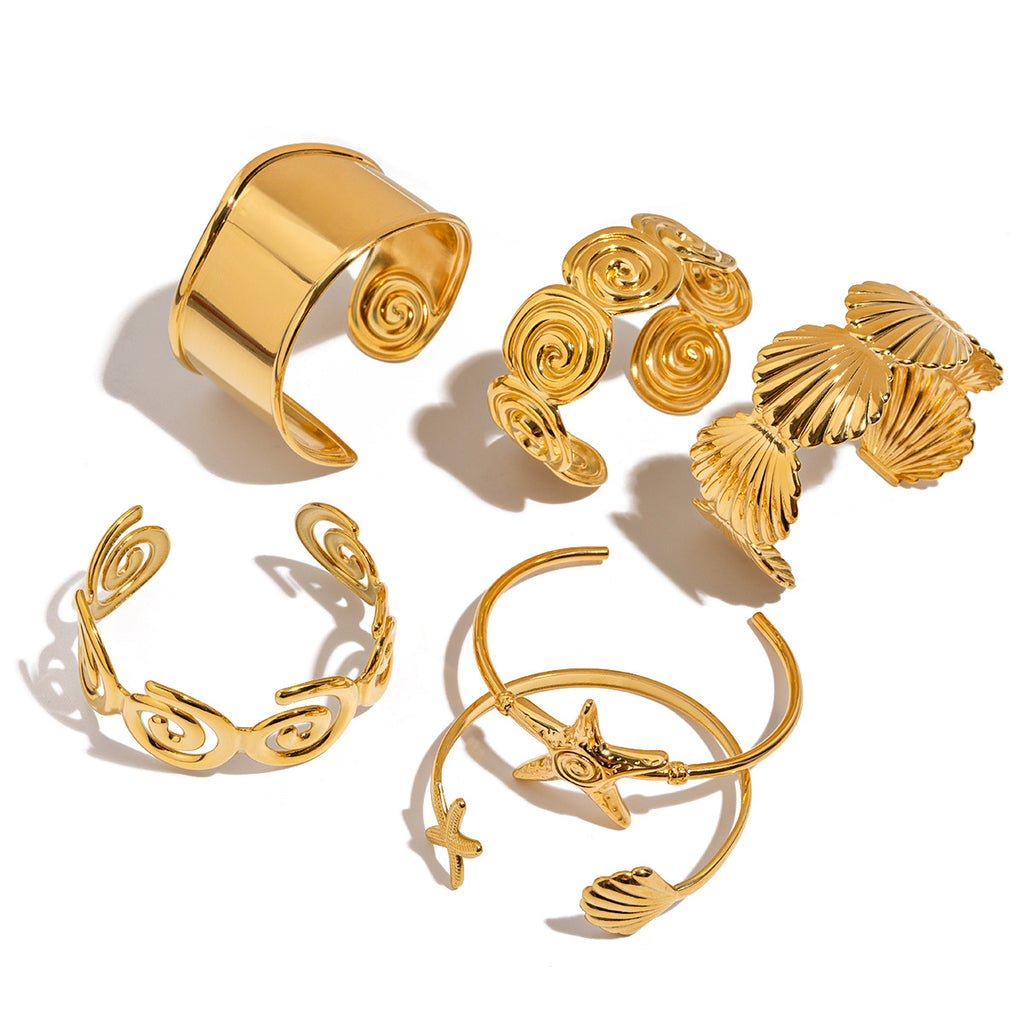 Damen Offenes Armband mit elegantem Muschel-Design aus hypoallergenem Edelstahl Shop Nory