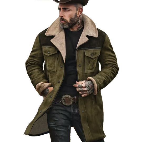 Herren Langer Sherpa-Mantel mit Kunstfellfutter und Wildlederoptik Shop Nory