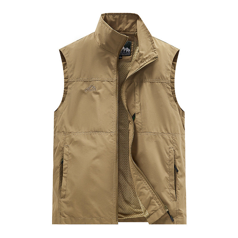 Herren Leichte Utility-Weste mit Mesh-Innenfutter, Reißverschluss und hohem Stehkragen Shop Nory