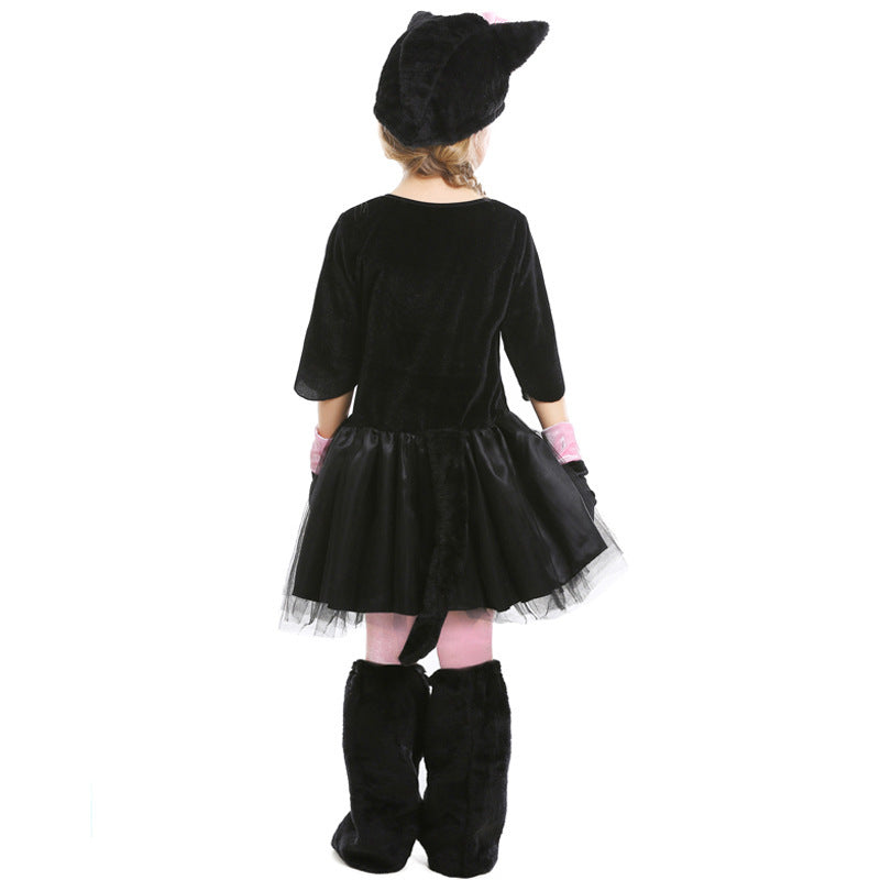 Mädchen Katzenkostüm mit Schwanz und weichem Plüsch Shop Nory