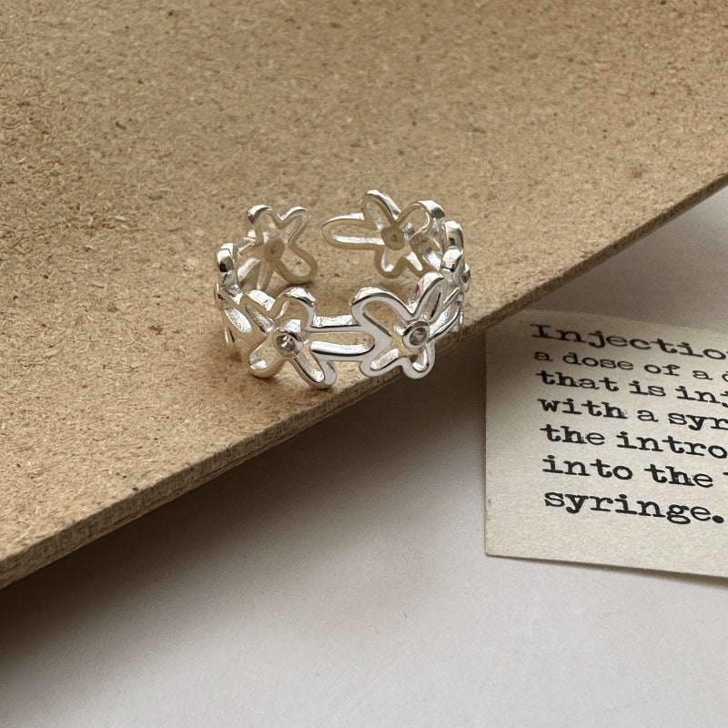 Damen filigraner Blumenring aus Silber Shop Nory