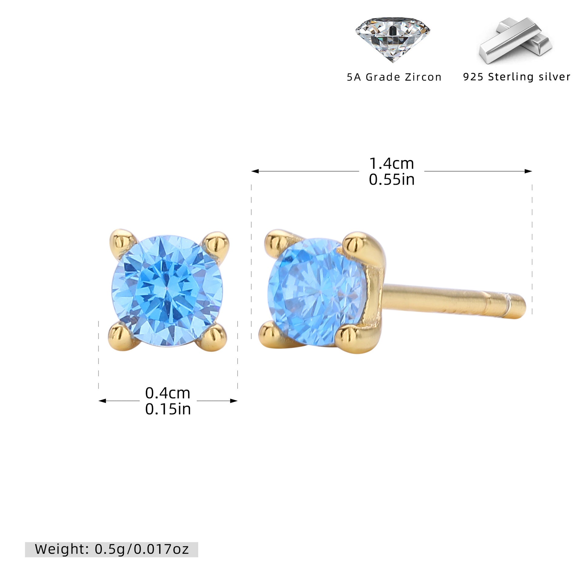 Damen Ohrstecker mit funkelndem Zirkon und hochwertiger 925er Sterlingsilberfassung Shop Nory